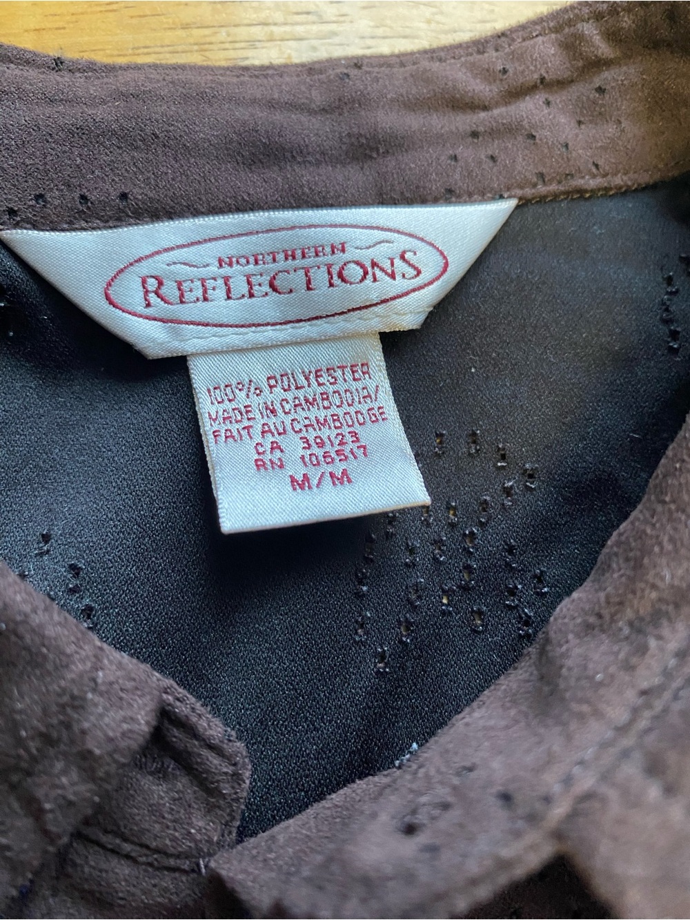 Northern Reflections Chocolate Brown Perforated Button-Up Blouse